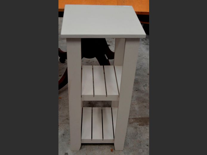 WHITE PAINTED 2-TIER SHELF, 39 x 39 x 86cm