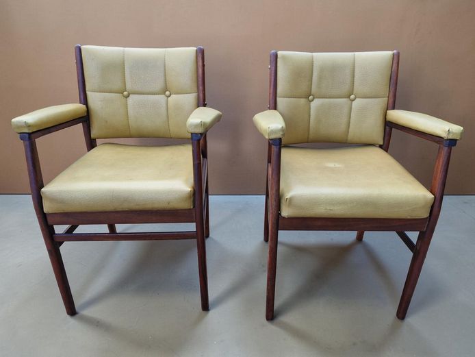 Pair of Mid-Century Modern Tufted Armchairs
