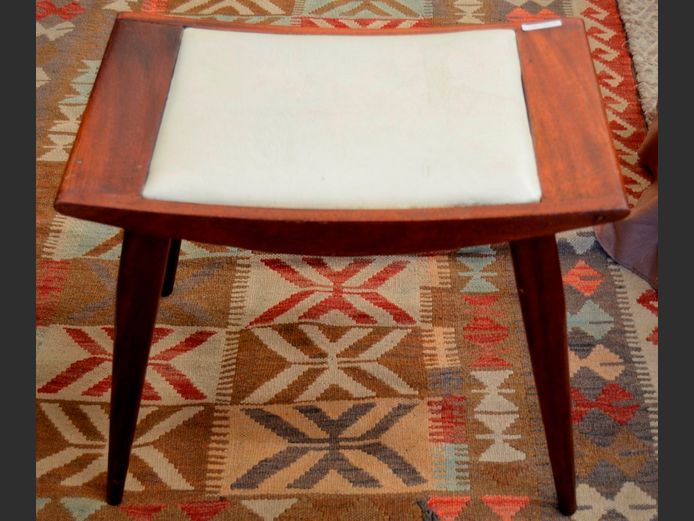 MID-CENTURY MAHOGANY DRESSING TABLE STOOL, 56 x 38 x 46cm