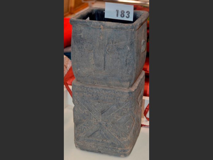 CONCRETE "ANCIENT FACE" PLANTER, 16 x 15.5 x 32cm