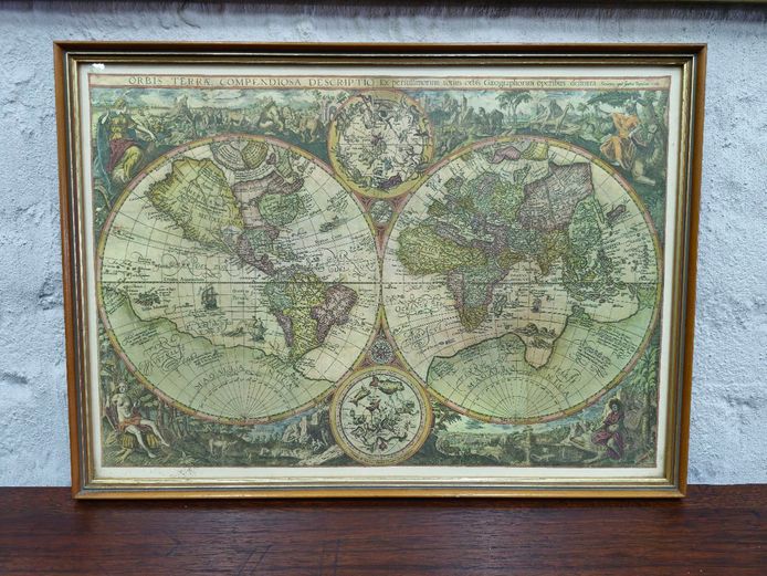 Vintage Reproduction Framed Map
