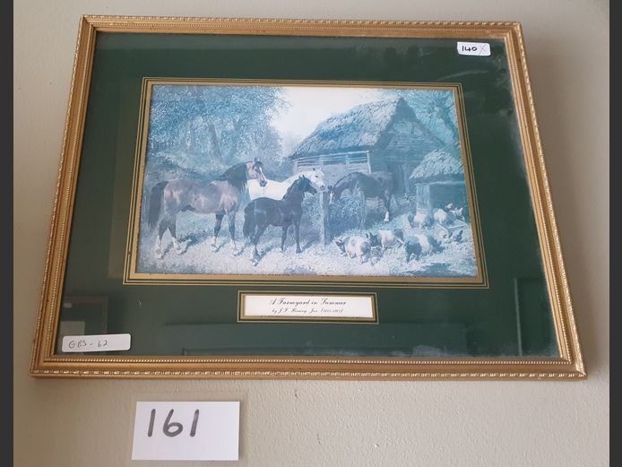 GILT FRAMED PRINT "A FARMYARD IN SUMMER"