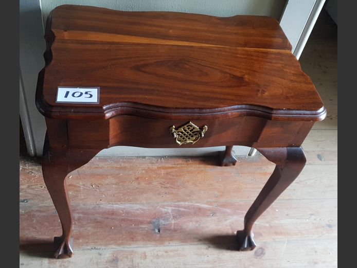 IMBUIA BALL & CLAW SINGLE DRAWER BEDSIDE PEDESTAL, 58 x 38 x 59cm