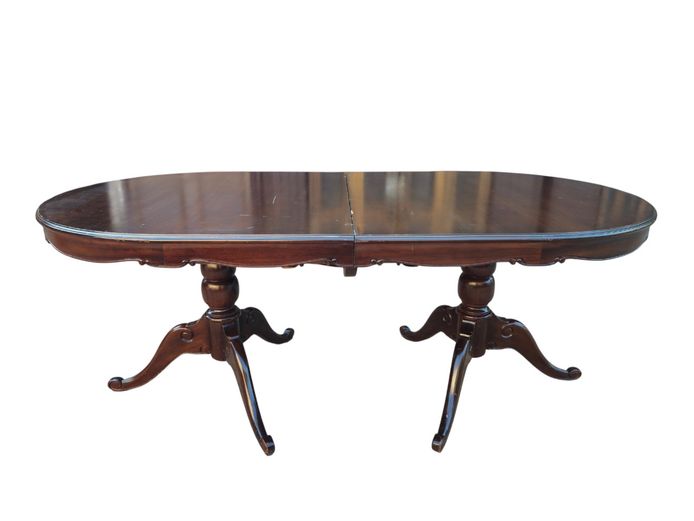 Vintage Regency-Style Twin Pedestal Extending Dining Table