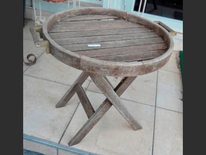 WEATHERED WOOD CIRCULAR SIDE TABLE, 51cm Diameter x 51cm High [Weathered]
