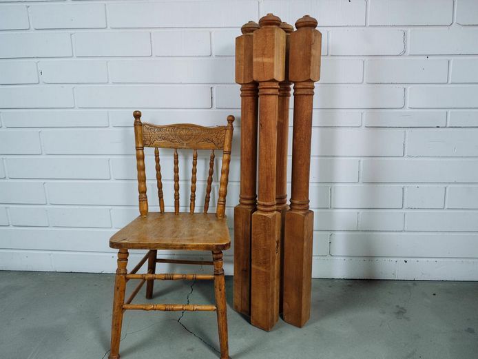 Set of Four Tall Architectural Solid Heavy Wooden Newel Posts