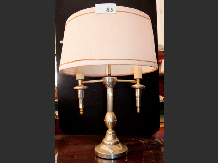 CHROME TABLE LAMP WITH SHADE, 66cm High