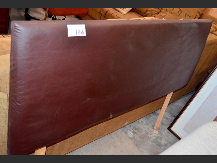 BROWN LEATHER UPHOLSTERED DOUBLE HEADBOARD