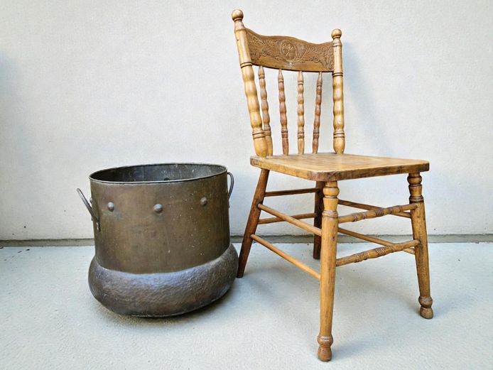 Large Vintage Copper Planter with Riveted Handles