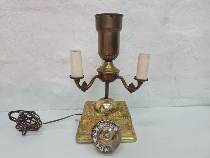 Vintage Rotary Telephone Style Candelabra Table Lamp