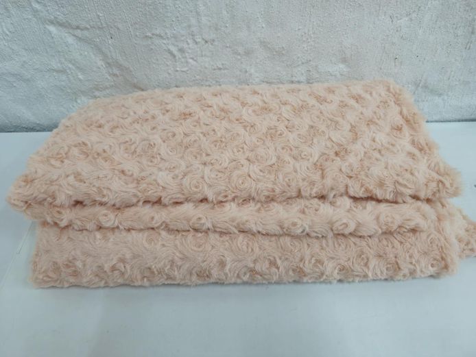 Soft Pastel Pink Rose Swirl Faux Fur Fabric
