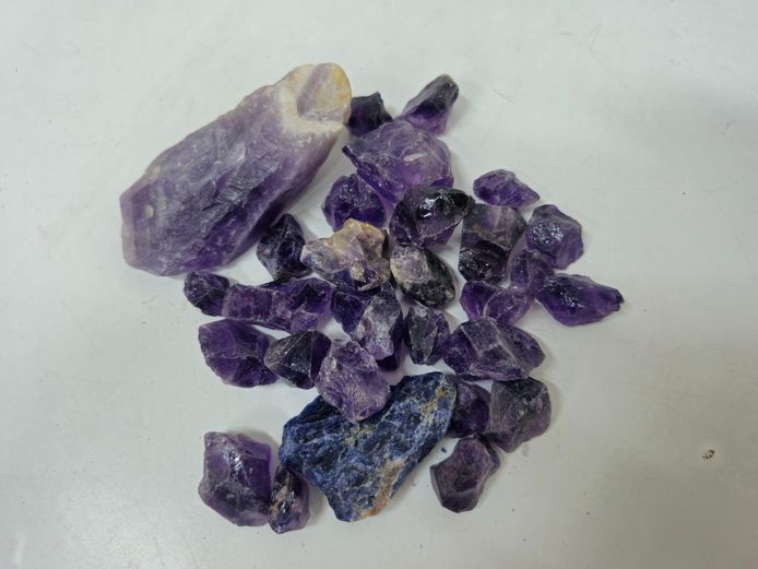 Lot of Natural Rough Amethyst Crystals with Sodalite Specimen