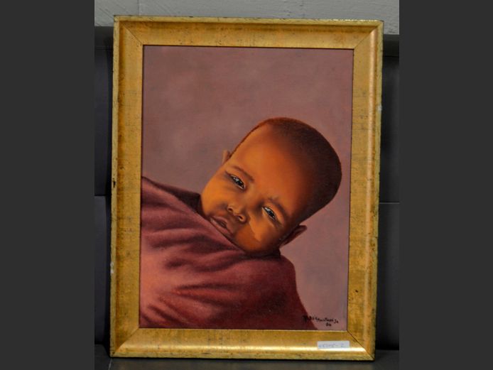 FRAMED OIL ON BOARD "PORTRAIT OF AN AFRICAN BOY" SIGNED ROBBIE MACINTOSH JR '06, 40 x 29.5cm