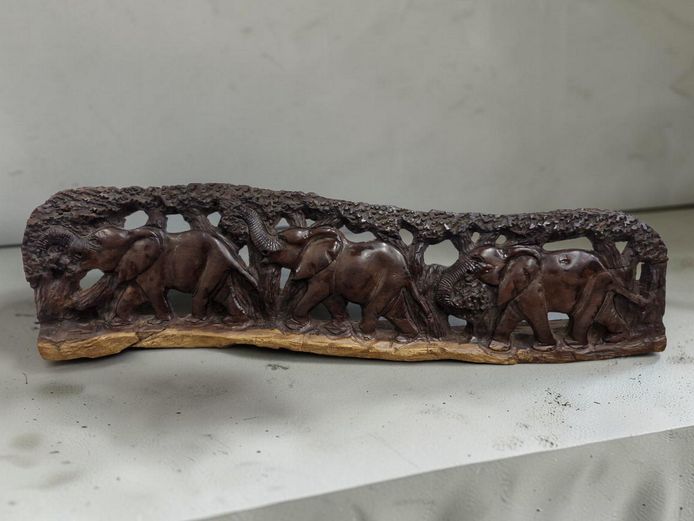 Hand-Carved African Ironwood Elephant Parade