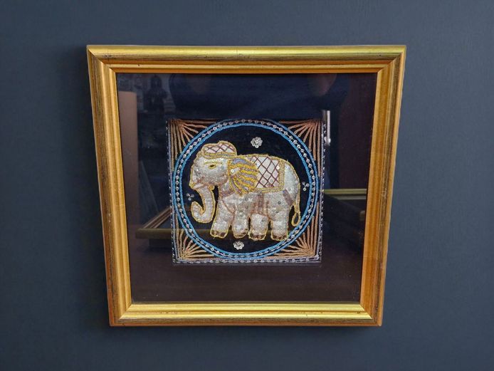 Traditional Burmese Kalaga Tapestry Framed