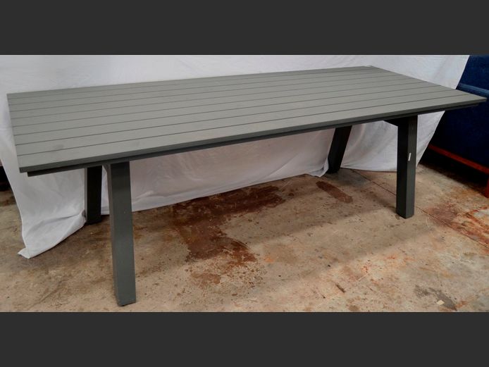GREY ALUMINIUM PATIO TABLE, 240 x 90 x 76cm
