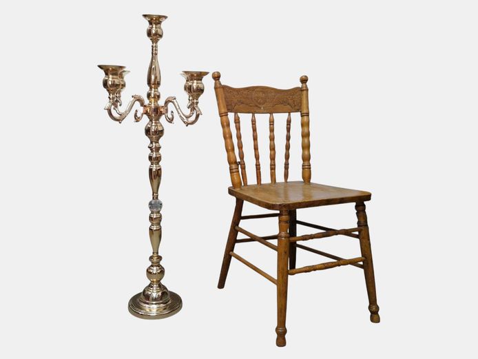 Large 5-Light Gold Finish Candelabra with Faux Crystal Accent