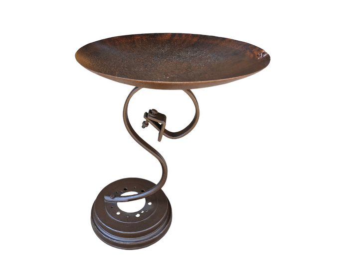 Rustic Heavy Iron S-Scroll Garden Birdbath