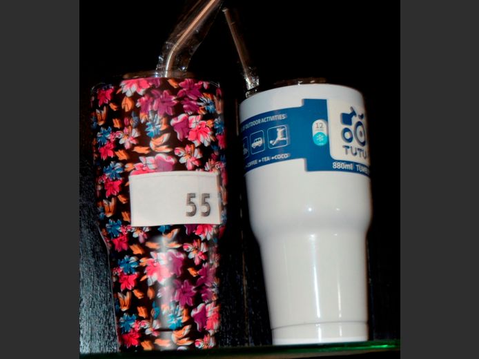 LOT OF 2: TUTU STAINLESS STEEL 880ml MUG WITH STRAW