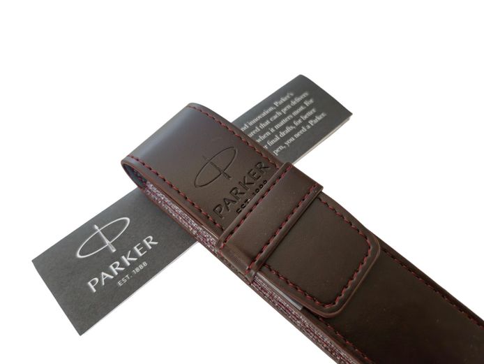 Authentic Parker Heritage Brown Leather Single Pen Pouch