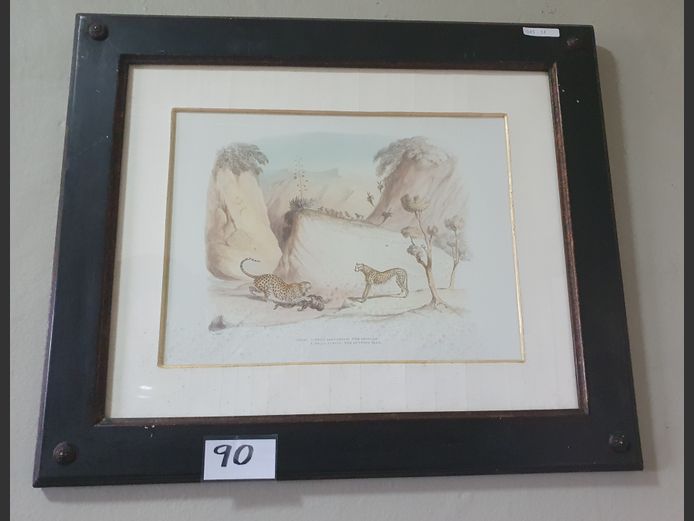 FRAMED PRINT "LEOPARDS HUNTING", 39 x 30cm