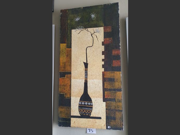 UNFRAMED OIL ON CANVAS "FLOWER IN VASE"