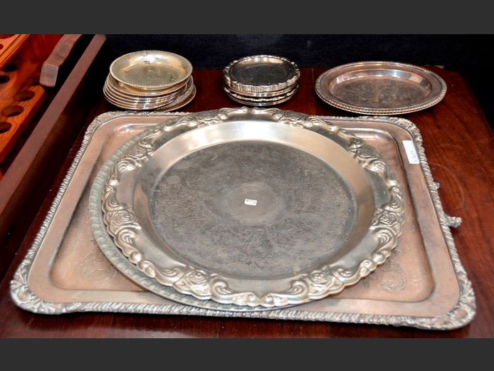 SILVER PLATE & STAINLESS STEEL TRAYS & COASTERS