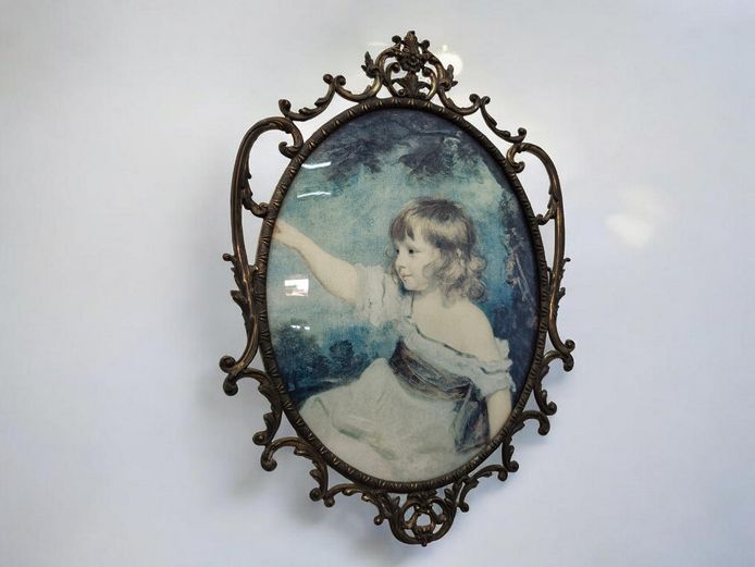 Italian Brass Filigree Frame with Convex Glass