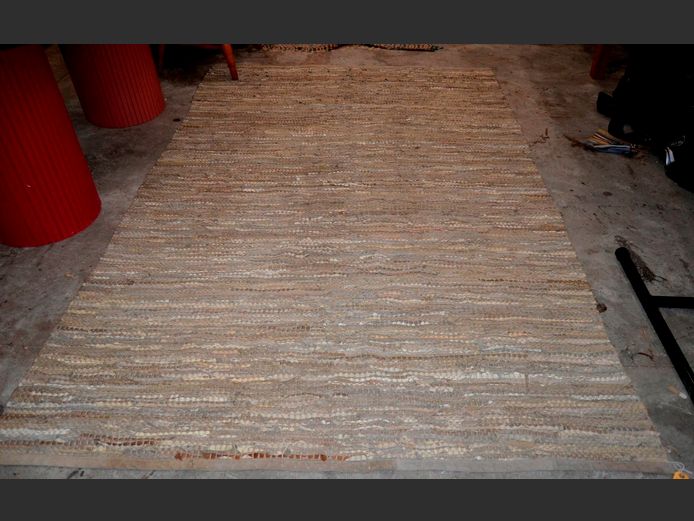 WOVEN LEATHER CARPET, 273 x 180cm