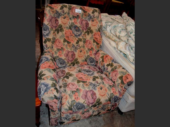 FLORAL UPHOLSTERED ROCKING ARMCHAIR