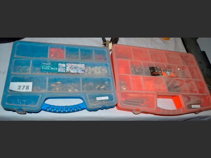 LOT: 2 x PLASTIC SCREW SORTERS WITH CONTENTS