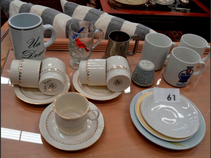 PEWTER BEER MUG, CUPS, SAUCERS, etc