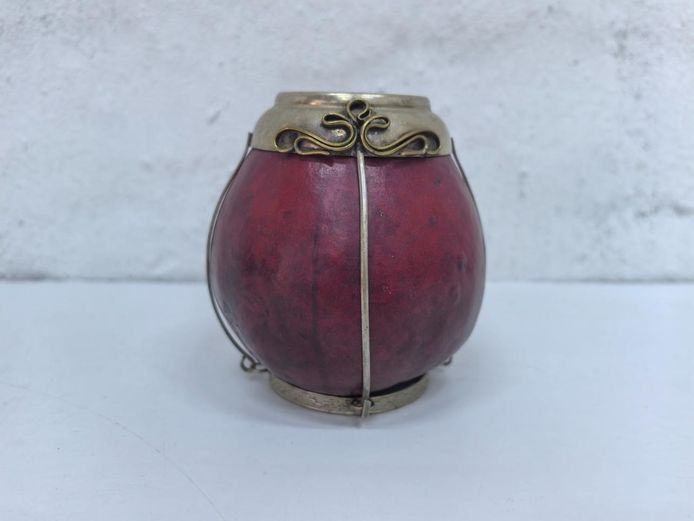 Traditional Yerba Mate Gourd with Metal Trimmings