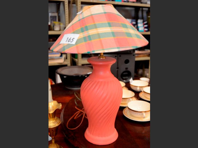 TERRACOTTA TABLE LAMP WITH SHADE, 52cm High