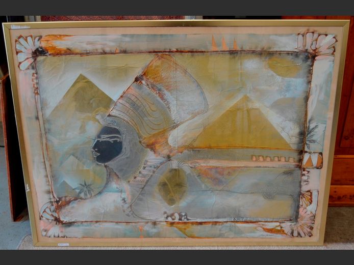 FRAMED EGYPTIAN MIXED MEDIA SIGNED JOHAN TALJAARDT, 114 x 83cm [40709-6]