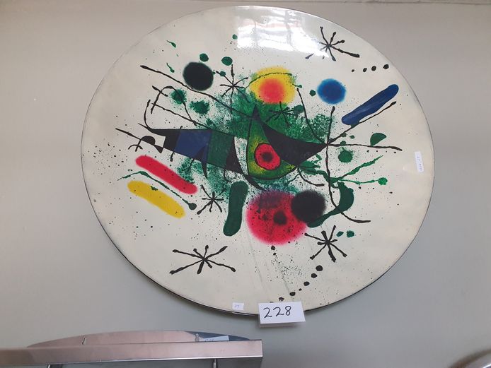 GLASS FIBRE HAND-PAINTED DECORATIVE WALL PLATE "ABSTRACT"