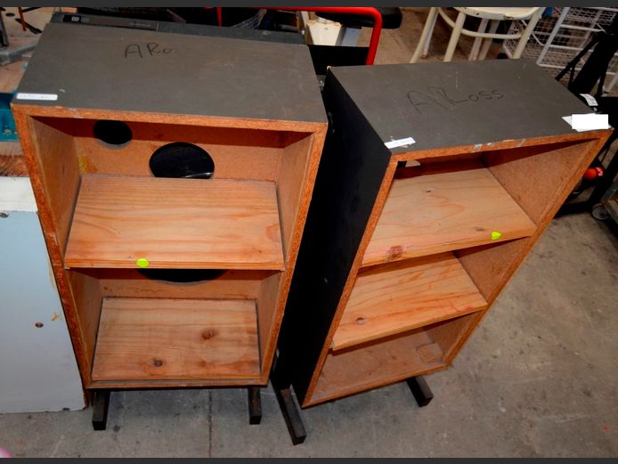 PAIR WOODEN 2-TIER SHELVES, 40 x 26 x 89cm & 40 x 22 x 89cm
