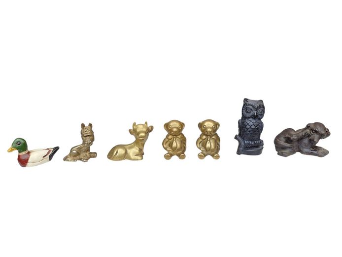 Collection of Miniature Brass & Wood Animals