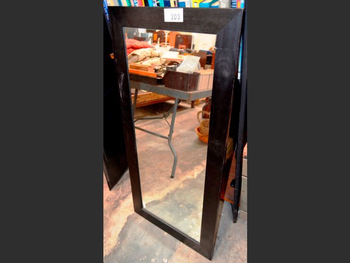 BLACK FRAMED MIRROR, 113 x 53cm