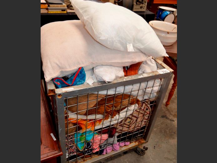 ASSORTED CLOTHING, SCATTER CUSHIONS, etc [Excl. Bin]