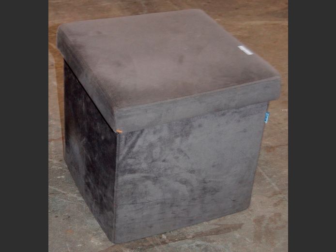 GREY COVERED TOY BOX, 39 x 38 x 37cm