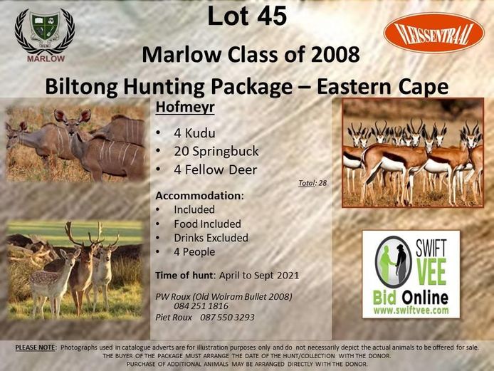 Marlow Class of 2008 Biltong Hunting Package – Eastern Cape