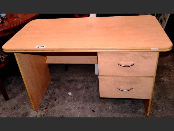 MAPLE FOIL 2-DRAWER DESK, 120 x 60 x 74cm [Needs a clean]