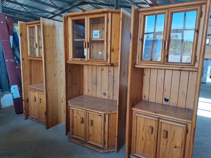 3PC WOODEN WALL UNIT VINTAGE PINE 