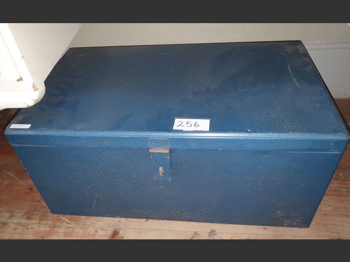 BLUE METAL TROMMEL, 68 x 40 x 31cm