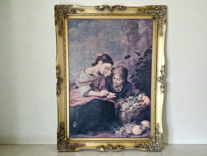 "The Little Fruit Sellers" Framed Canvas Print