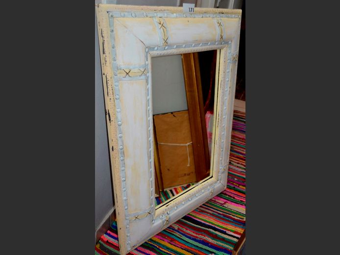 CREAM PAINTED FRAMED MIRROR, 114 x 84cm