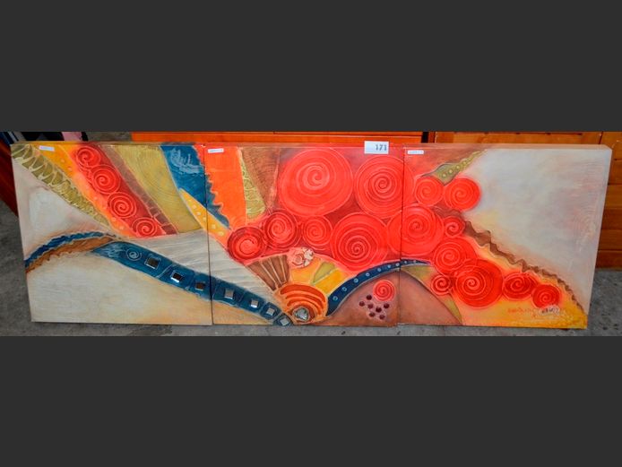 TRIPTYCH ABSTRACTS BY MICHELE BATCHELOR, 60 x 60cm