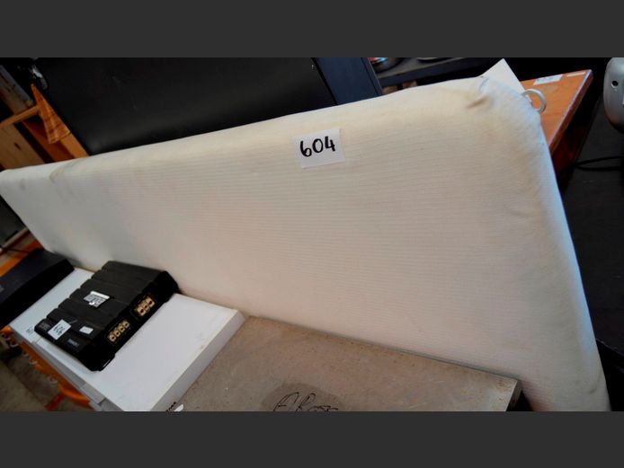 WHITE UPHOLSTERED KING SIZE HEADBOARD [Needs a clean]