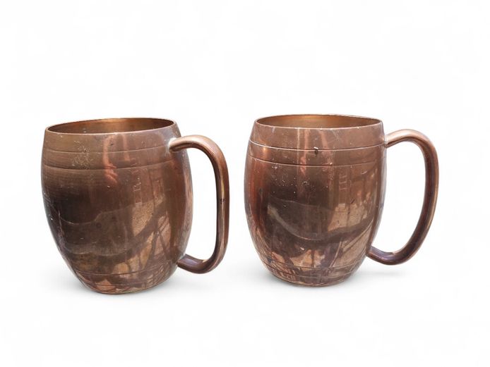 Pair of Moscow Mule Barrel-Shaped Copper Mugs